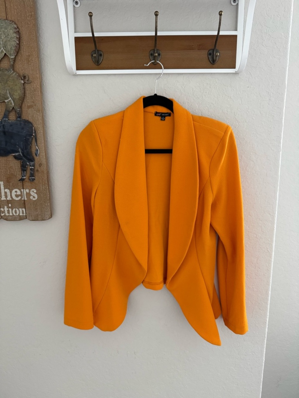 Michele Bright Orange Draped Open-Front Blazer